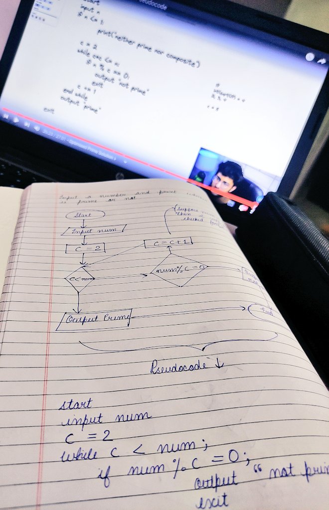 vanyaSile's tweet image. Day 1 of #100DaysOfCode
Started with:
🐦 Introduction to programming - Types of languages, memory management 
🐦Flow of program - flowcharts and pseudocodes 

#javawithkunal
#DSAwithKunal @kunalstwt