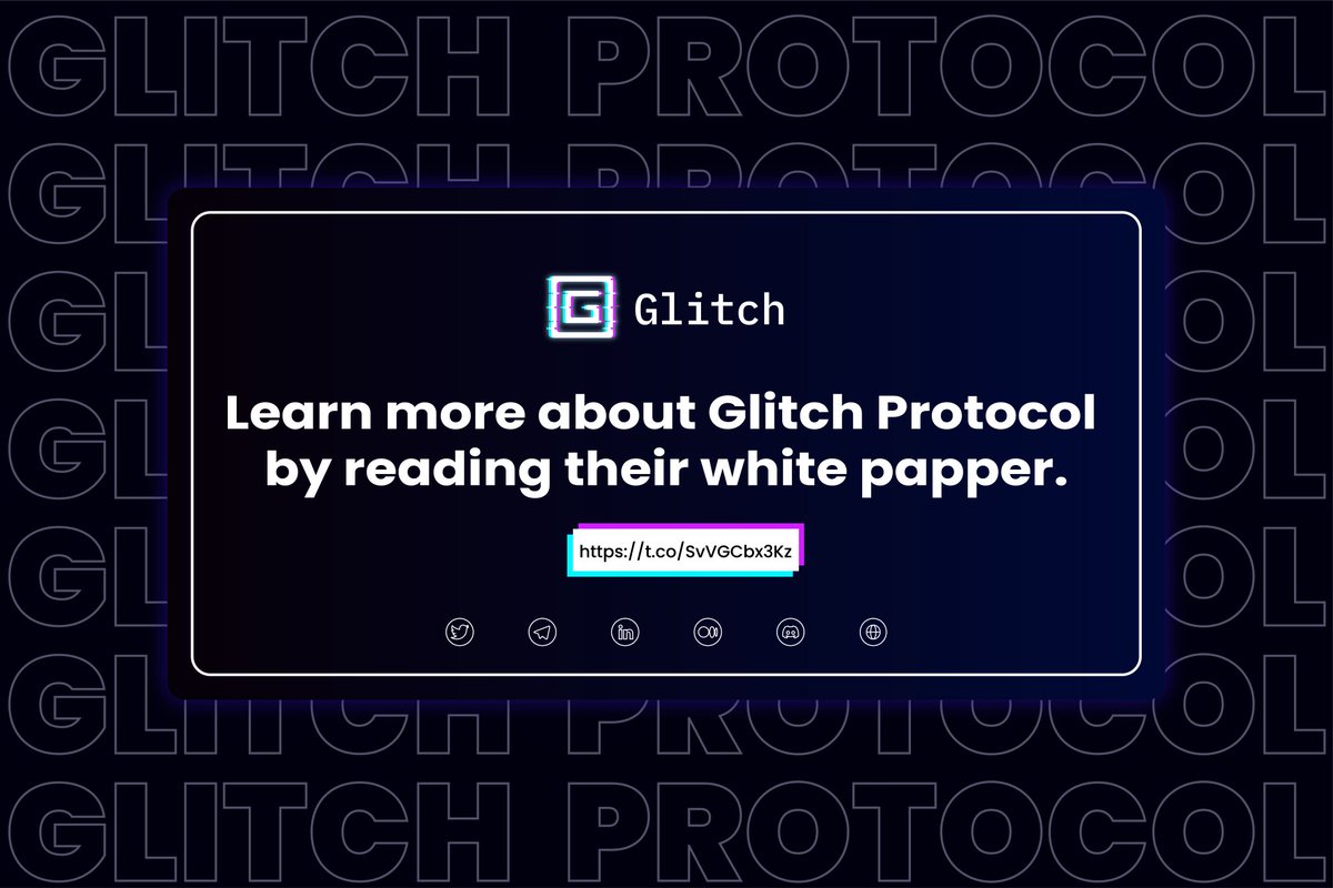 Vicmann97's tweet photo. Explore the redefined vision of the @GlitchProtocol network and path they're forging for the future of #DeFi money markets by reading their whitepaper.π
#MainnetMay #blockchain $GLCH https://t.co/yCK9Pc64aG