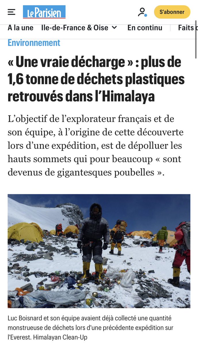 phenixfr's tweet image. 🧗‍♀️ « Une vraie décharge » : plus de 1,6 tonne de déchets plastiques retrouvés dans l’#Himalaya 🚯
➡️ l.leparisien.fr/RPkR
#Alpinisme #Environnement #Plastique #Plastic #PlasticTreaty #StopPlasticPollution