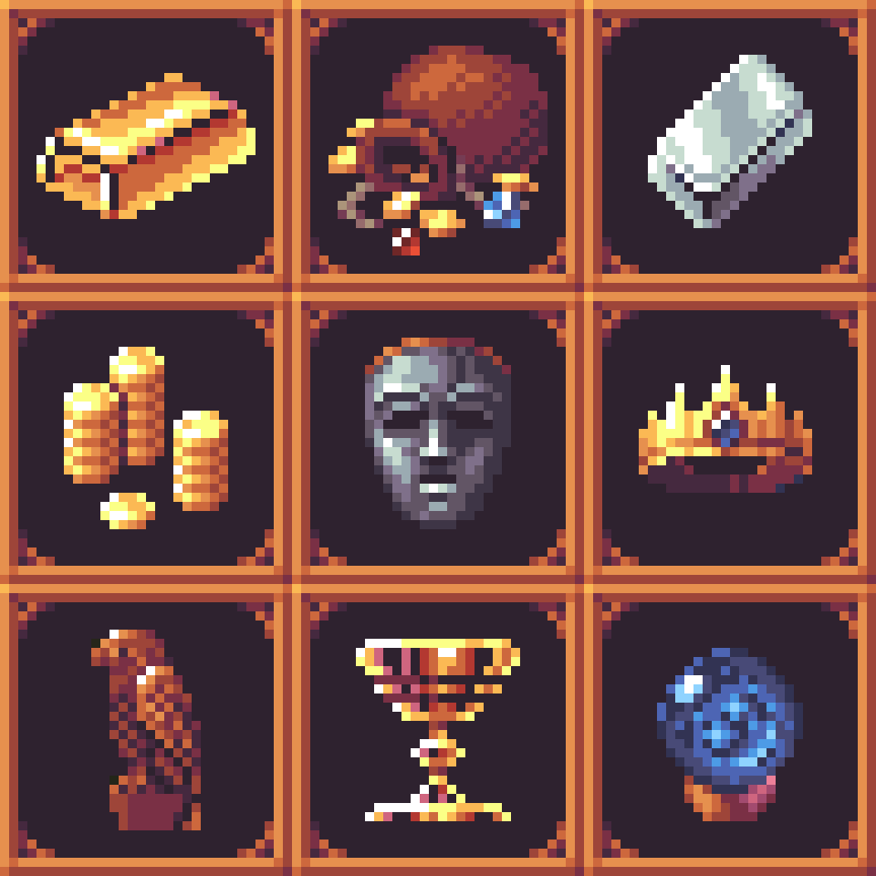 Treasures and quest items.
#pixelart #gameassets #indiedev