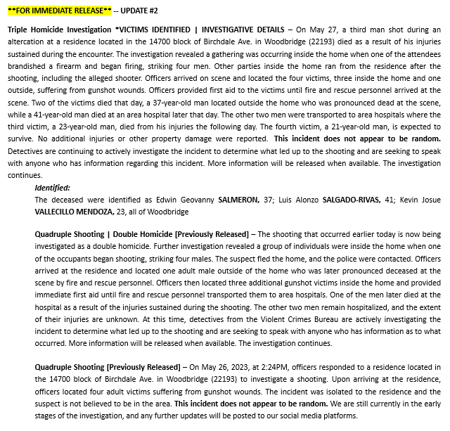 Prince William County Police Department on Twitter "*UPDATE 2 The