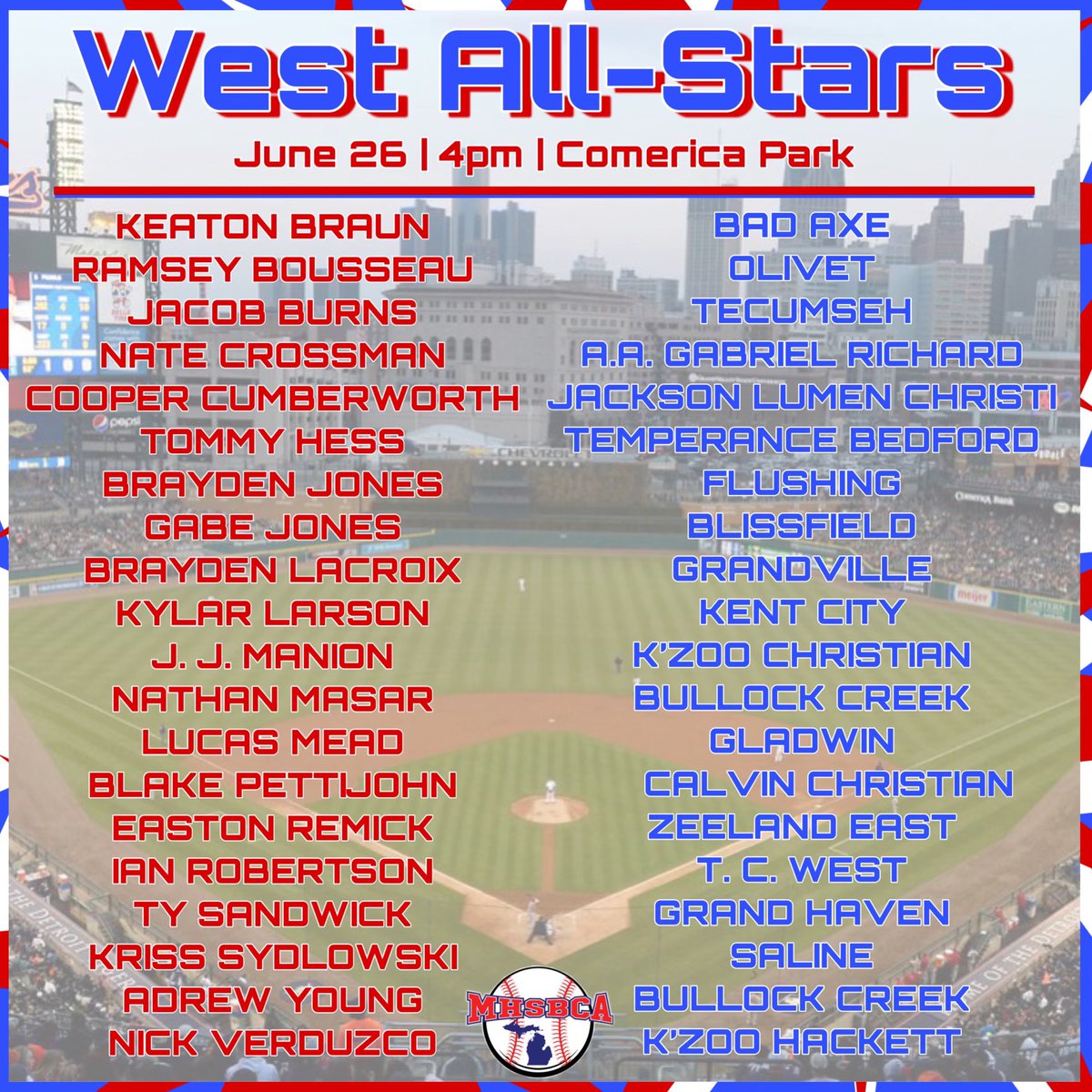 MHSBCA on Twitter "The MHSBCA All Star Game Rosters were selected