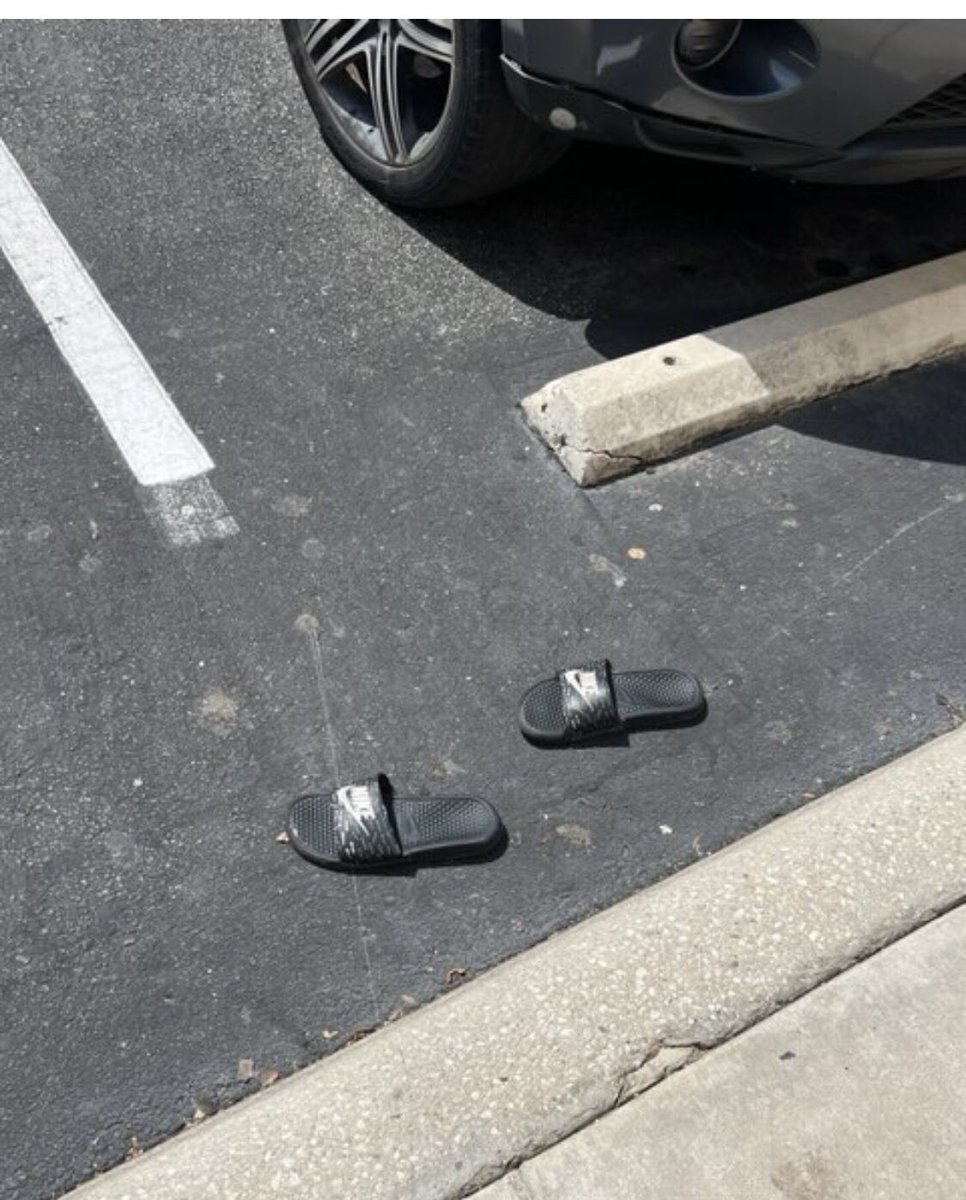 Apparently someone got beamed right out of their flip flops while walking.  😳