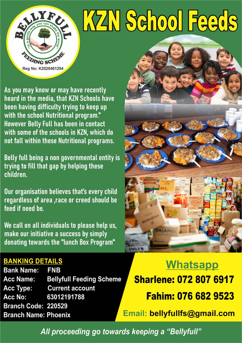BellyfullSA's tweet image. Dear South Africa. #Bellyfull feeding scheme (KZN based) requested All South Africans to assist in feeding school pupils. Our greatest concern are matriculants who are on the eve of writing their  examinations.