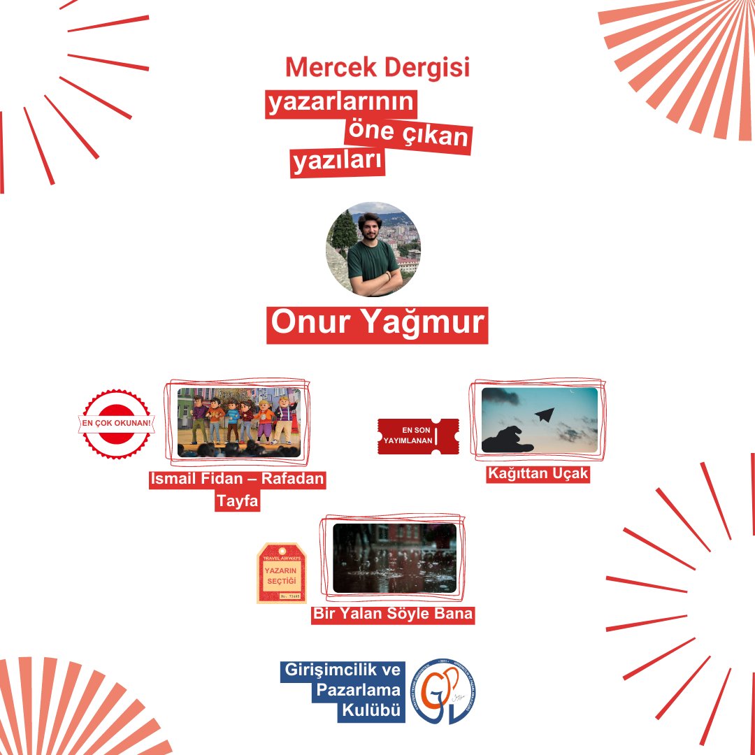 Mercek Dergisi yazarlarının öne çıkan yazıları ile karşınızdayız. 🥳 Yazarlarımızın yazılarını okumak ve yorum yapmak için; mercekdergisi.ktugipak.com/yazar/onuryagm… ✨
Her Pazartesi ve Perşembe 18:00'de yeni paylaşımlar için takipte kal! 🎉