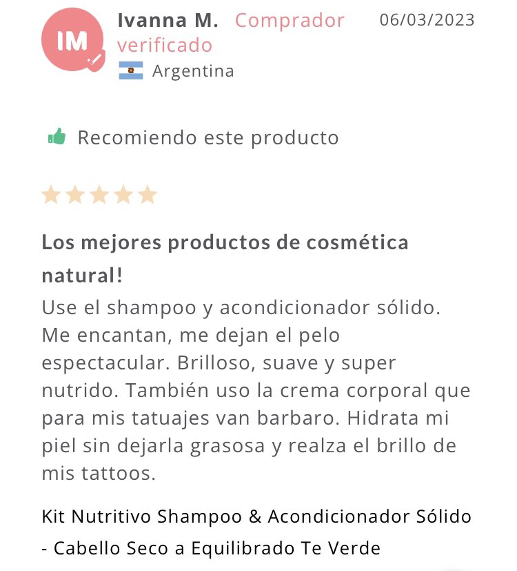 Semilla_ok's tweet photo. ⭐️⭐️⭐️⭐️⭐️
Use el shampoo y acondicionador sólido. Me encantan! - Ivanna

Amamos los comentarios de nuestras usuarias! 🥰 https://t.co/IyW87YZage