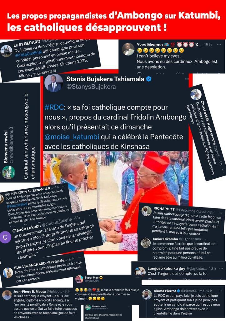 🛑Les propos propagandistes de <a href="/TataCardinal/">Cardinal Fridolin Ambongo Besungu</a> sur <a href="/moise_katumbi/">Moise Katumbi</a> les catholiques #désapprouvent !