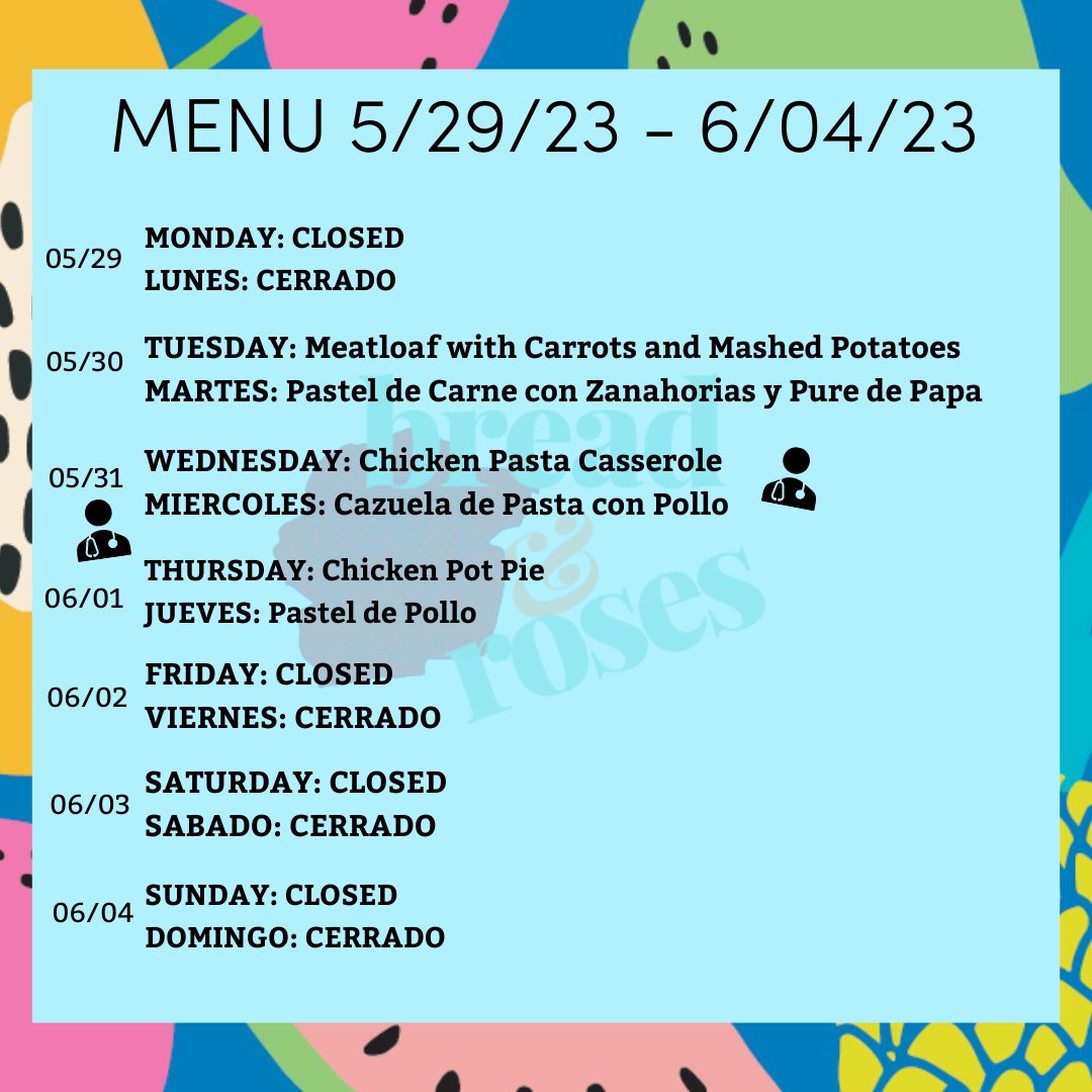 Check out this week's menu! B&amp;R will be CLOSED on Saturday, 6/3. 

Hecha un vistazo a lo que hay en el menú de esta semana. B&amp;R estará CERRADO el Sábado 6/3.