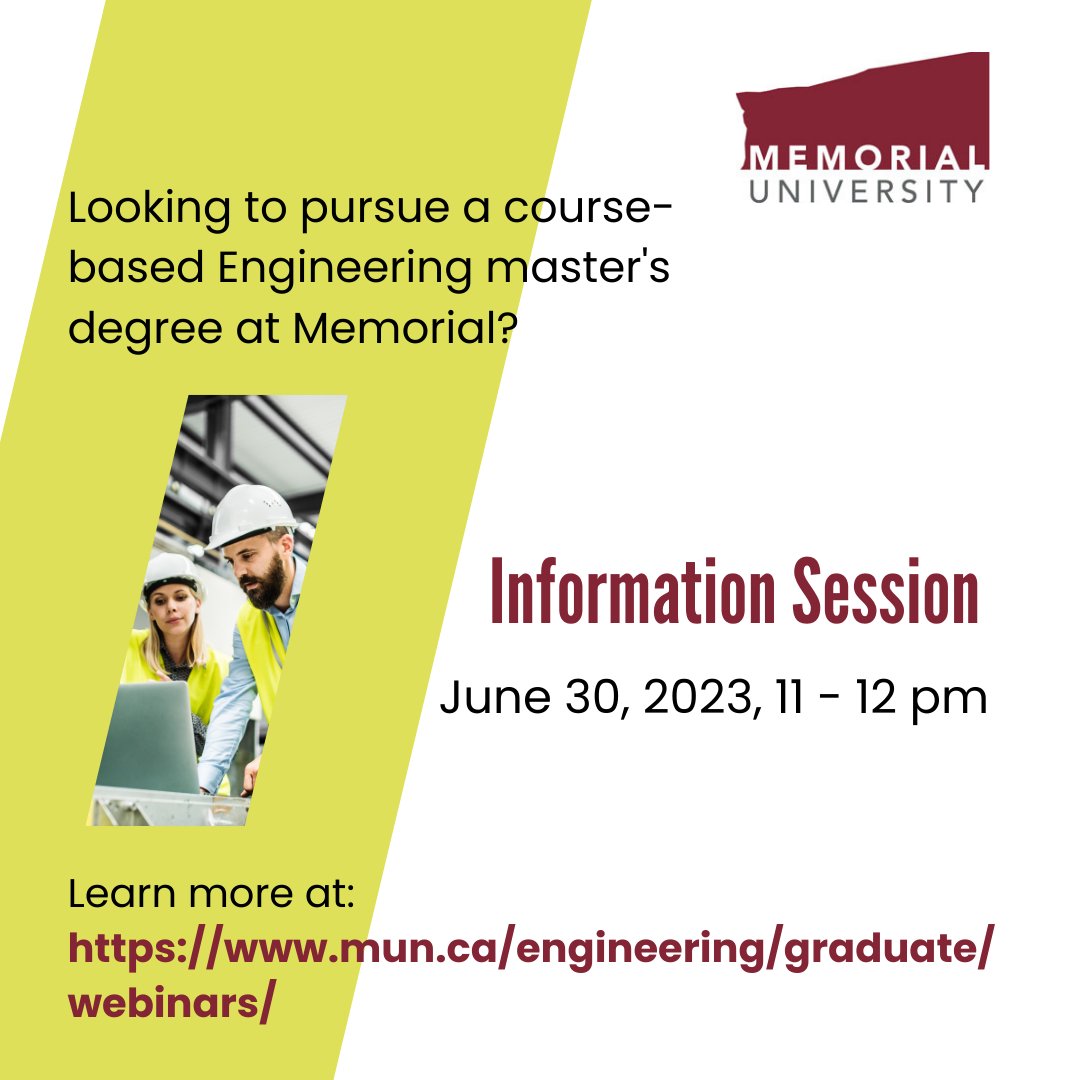 Please join us in this interactive session designed for prospective engineering graduate students all over the world. #EngineeringGraduatePrograms #EGPInformationSessions #MemorialUniversity