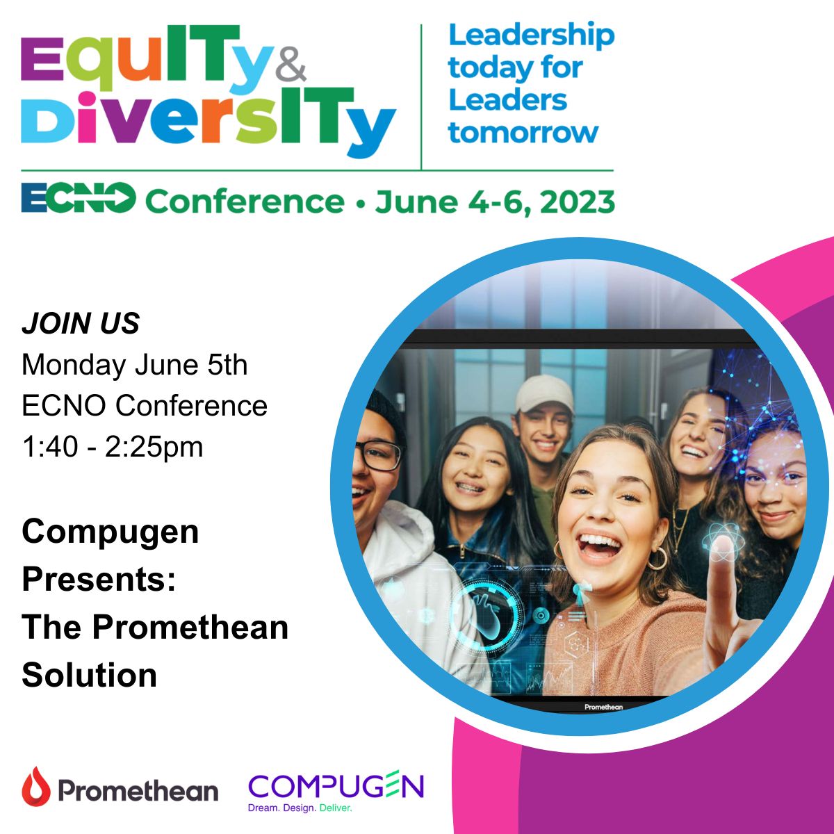 Are you registered for the <a href="/Promethean/">Promethean</a> and @Compugen session at the <a href="/ECNO/">Christopher Jaeger</a> conference next week?
Join Ernie, Dan and myself for an informational session on the V9 ActivPanel solution!
lnkd.in/gVBYTZ2v

#ECNO #EdTech #activpanel #PrometheanCanada #Compugen