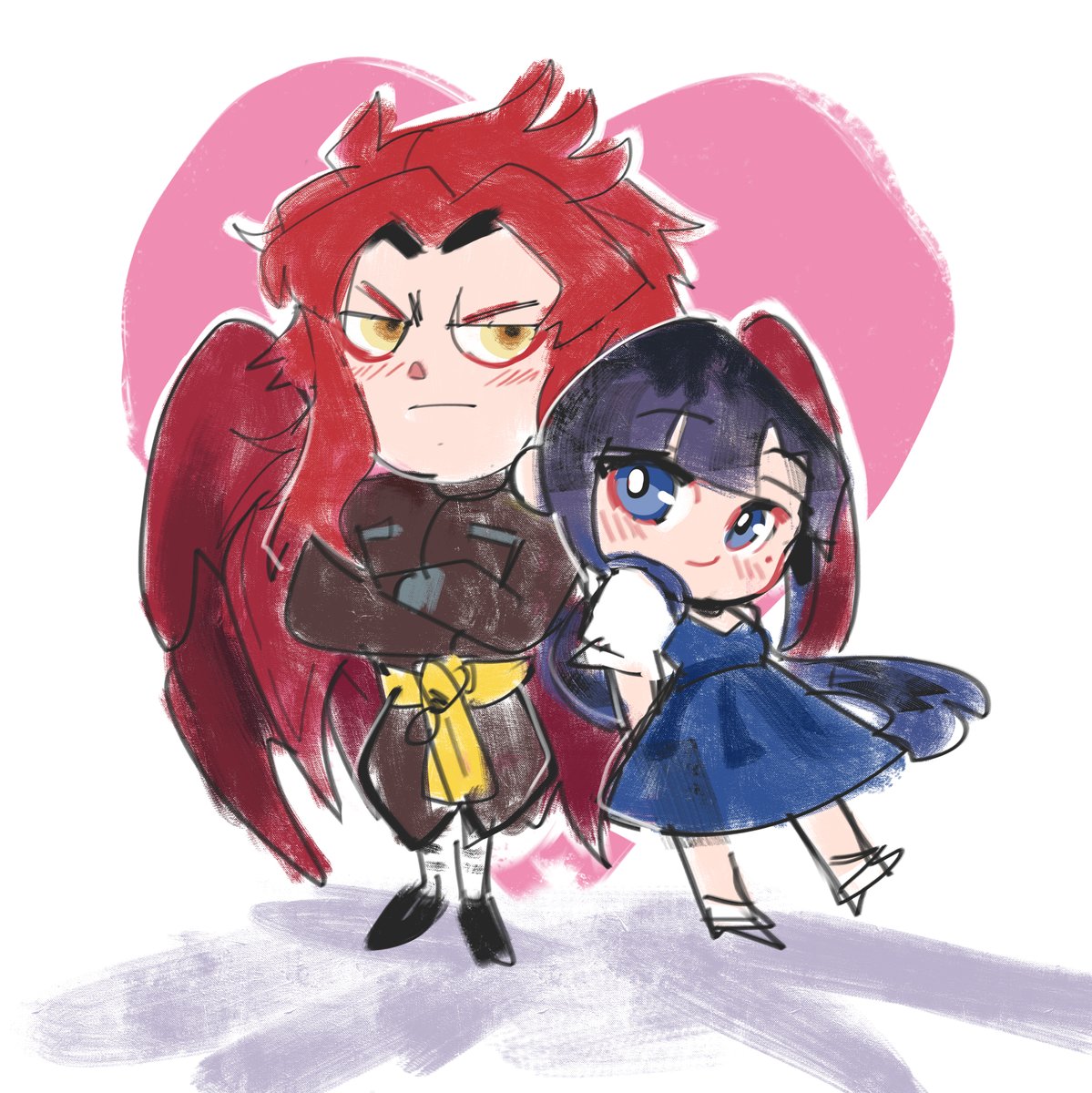「แฟนอาร์ตรอบสองคู่เดิมเลย แต่สไตล์เส้นเปล」|KonMai🍀 Commission:CLOSEDのイラスト