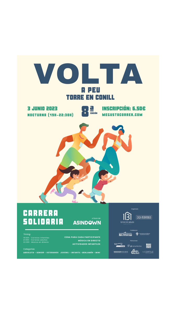 jorgeruve's tweet photo. Nos vemos este sábado en La Volta A Peu en Torre en Conill. Por una muy buena causa de la mano de @trececasas y @ASINDOWN. Encantado de poder colaborar haciendo deporte. 

Para inscribiros (6.50€), os dejo este link: https://t.co/xS5iPB7e9t https://t.co/1vq5AJunas