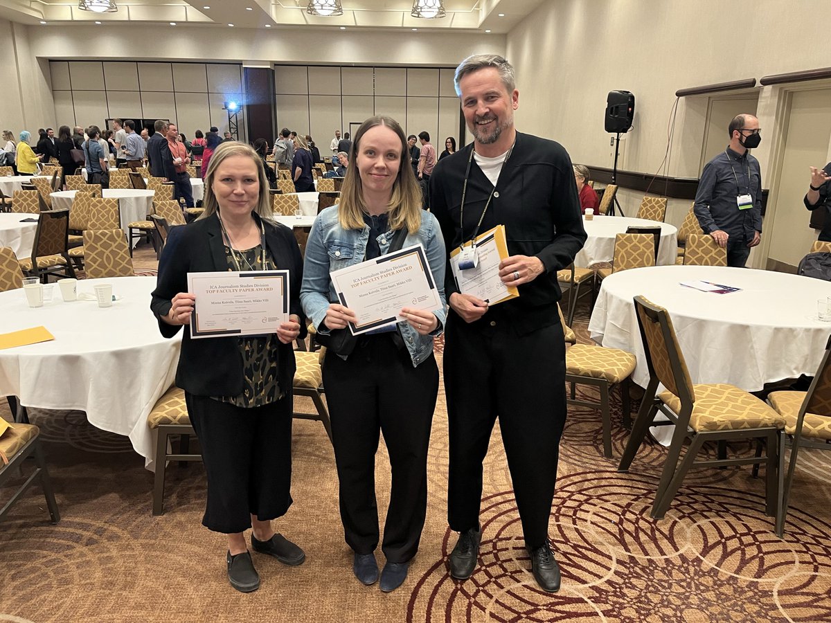 This was such an honor. Our paper "'I love learning new things': An institutional logics perspective on learning in professional journalism" won a top faculty paper award  <a href="/Journalism_ICA/">Journalism Studies / ICA</a>. Thank you to my amazing coauthors @TiinaSaari <a href="/mvilli/">Mikko Villi</a>, our participants and the reviewers!