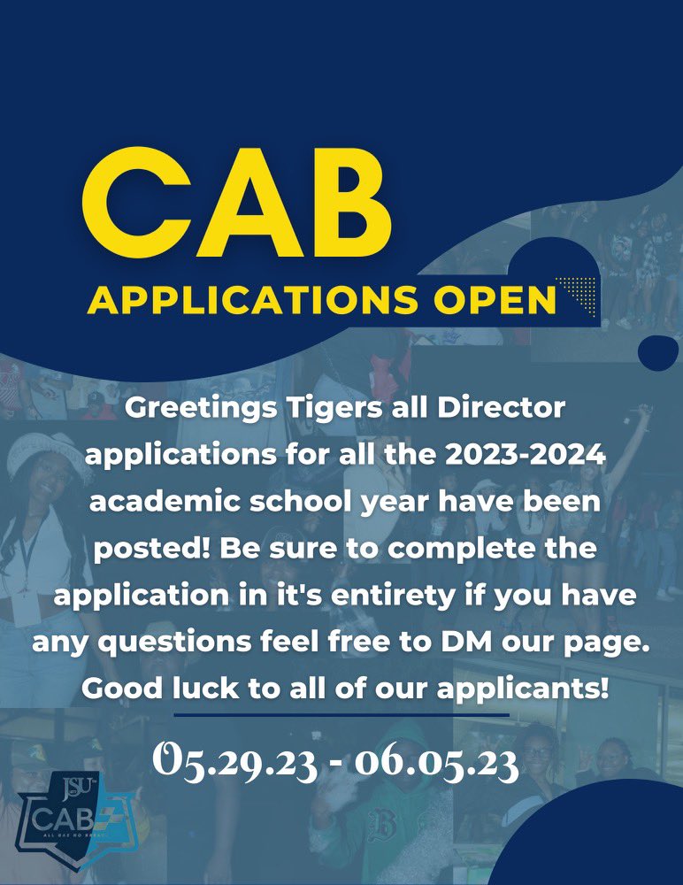 Greetings Tiger Family!
Applications are now open for all Directors Positions!!! They will be open until Monday 6/5/2023!!

All applications will be in the linktree in our bio!!