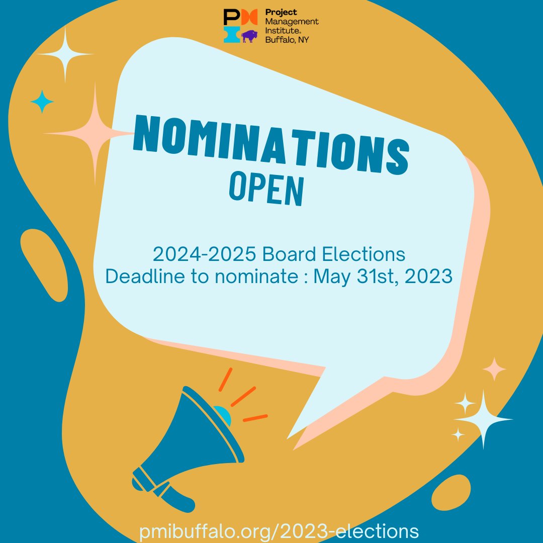 Are you an 'acts of service' kind of person? Or know people that are? Check out the open board positions at pmibuffalo.org and be part of a dynamic and growing organization. Details at pmibuffalo.org/2023-elections. Only 2 more days to submit your nominations!