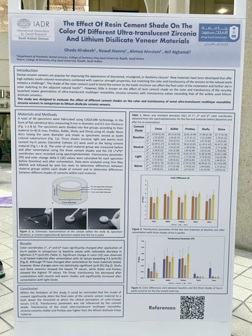 ITPdent_ksu's tweet photo. The Effect of Cement Shade on The Color of Different Ultra-Translucent Monolithic Zirconia and Lithium Disilicate Veneer Materials 🏅
 
Supervised by: Dr. Ghada Alrabeah

Presented by:  Nawaf  Alamro, Ahmed Almslam and Atif Alghamdi

#IRAM2023 https://t.co/cb5tuBRseG