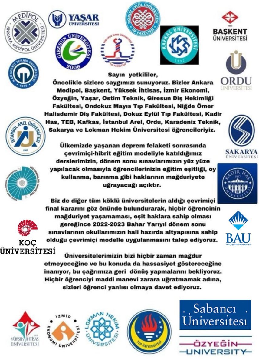 TGBAnkara's tweet photo. UZAKTAN EĞİTİM SÜRECİNDE YÜZ YÜZE SINAV KABUL EDİLEMEZ

Uzaktan eğitim devam ederken özel üniversitelerin final sınavlarını yüz yüze yapacağını açıklaması kabul edilemez. 

#YÖKFİNALLERİONLINEYAP https://t.co/J51K1UdZSs