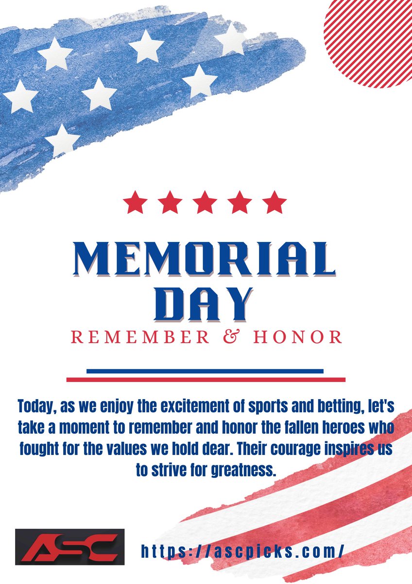 ActionSports_3's tweet photo. Enjoy the excitement of the games today, but never forget the sacrifices made by our heroes. This #MemorialDay, we remember their bravery, their selflessness, and their unwavering commitment to our country. Let's bet responsibly and keep their memory alive. #RespectAndRemember https://t.co/bXukgDeojW