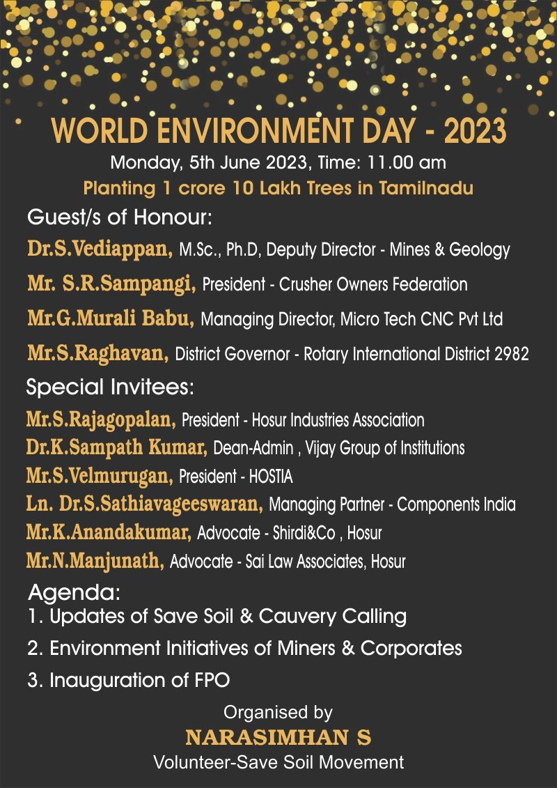 SadhguruStatus's tweet photo. #savesoil World Environment Day 23 to be celebrated for action &amp; awareness with people of all walks to protect our Mother Earth. Join hands to increase carbon content in Soil to 3% by planting trees. @cpsavesoil @pudhuezuthu @Sathyamla5 https://t.co/3XcNvDFnIZ