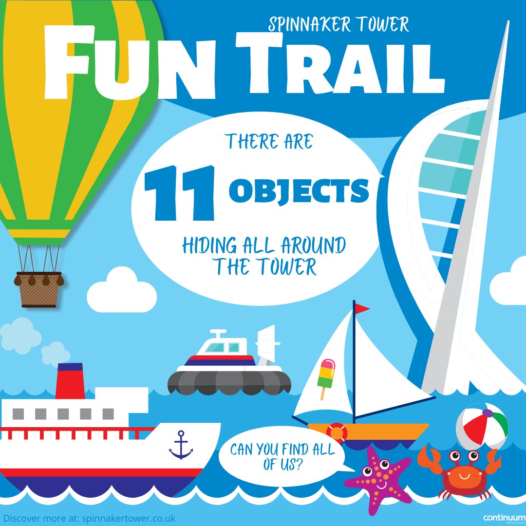 Come and see our Half Term Fun Trail! There are 11 objects to find around the Tower from the ground floor all the way to the top! Can you find them all? #VisitPortsmouth #HalfTerm #Trail #SpinnakerTower