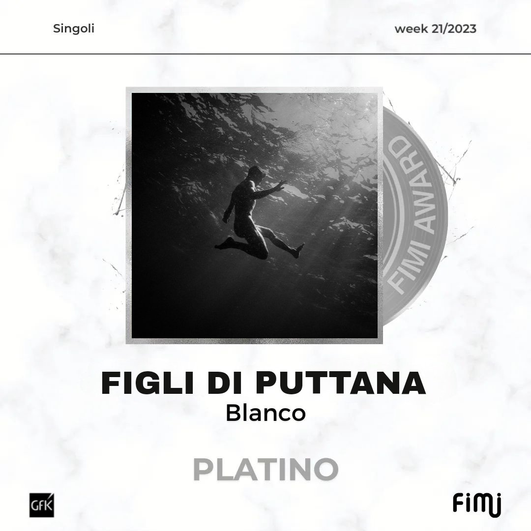 #FIMIAwards | 'Figli Di Puttana' è stata certificata disco di platino per aver venduto 100.000 copie