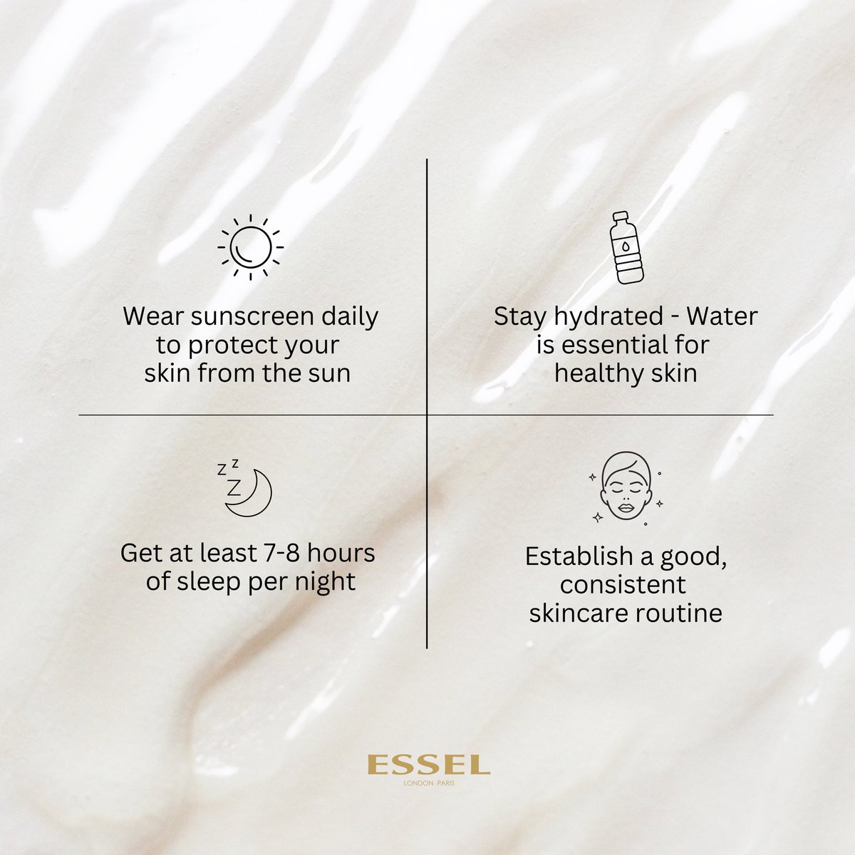 essel_skin's tweet photo. Our top tips for smooth, healthy skin 🌸
#esseluk #skincaretips #skincare #skincareroutine #skin #uk #unitedkingdom https://t.co/erpZGcI4GA
