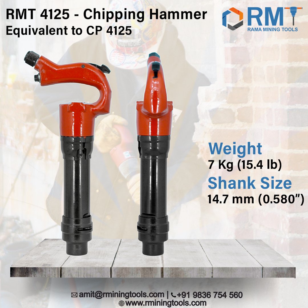 RAMA MINING TOOLS range of Chipping Hammers/chippers are available in 2”, 3”, and 4” strokes. Chipping Hammer is also available with Hex or Round Shank.

#constructiontools #chisel #safetytips  #chippinghammer #rmt #pneumatictools  #4123chipper #chipper #spares #cp4125