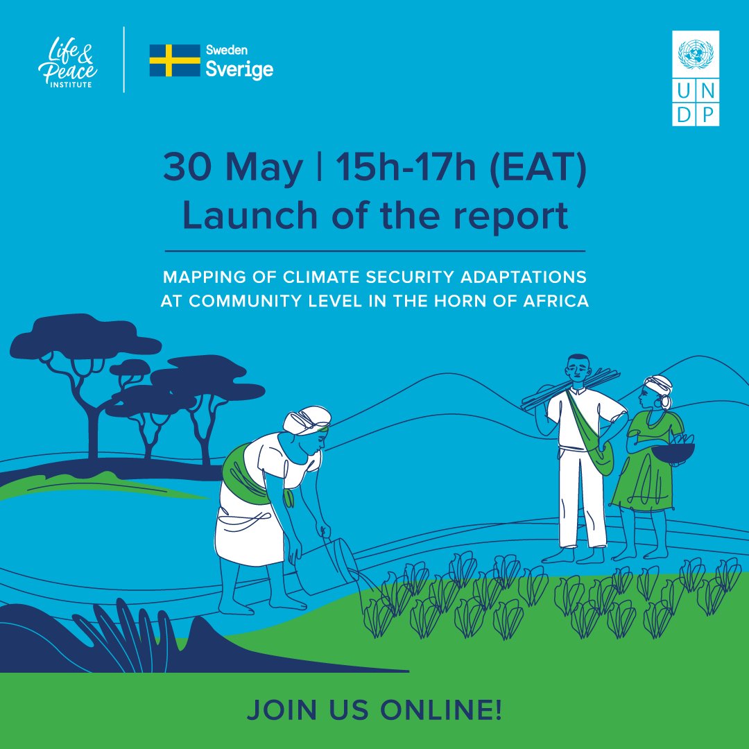Join the talk on #climatesecurity in the #HornofAfrica during the launch event of the 'Mapping of climate security adaptations at community level in the Horn of Africa' report 📗

Register: bit.ly/3qhSeaN

Save the date:

🗓️ 30 May 2023 
🕒 15:00 EAT