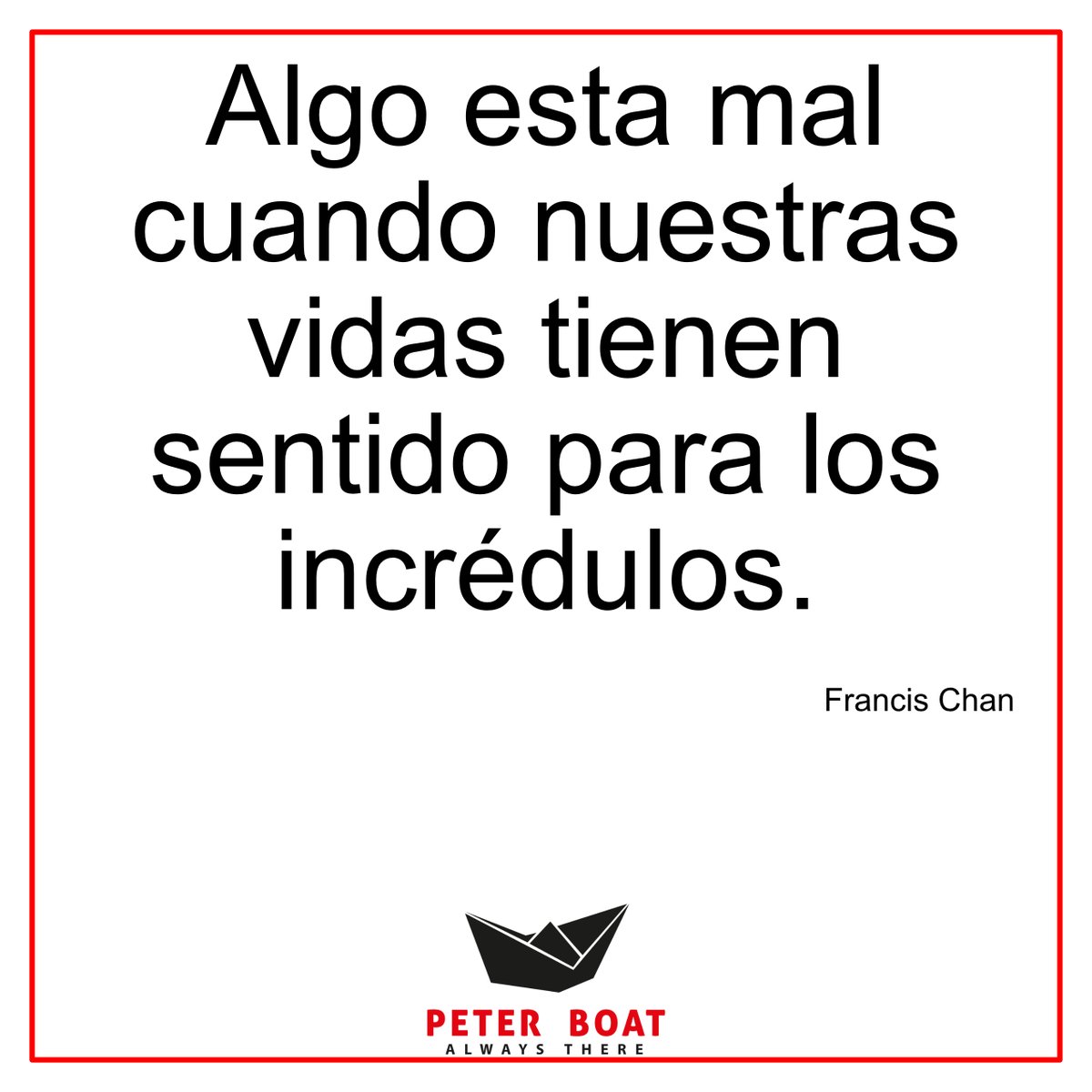 peterboat's tweet photo. Algo esta mal cuando nuestras vidas tienen sentido para los incredulos.
- Francis Chan https://t.co/1jeO7fvAKL
