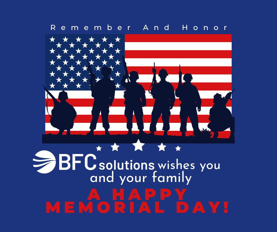 BFCSolutions's tweet photo. BFC wishes our veterans and their families a Happy Memorial Day. We appreciate your service for our country. Thank you, heroes.

#hvac #facilitiesmanagement #preventativemaitenance https://t.co/xu658nBKeN