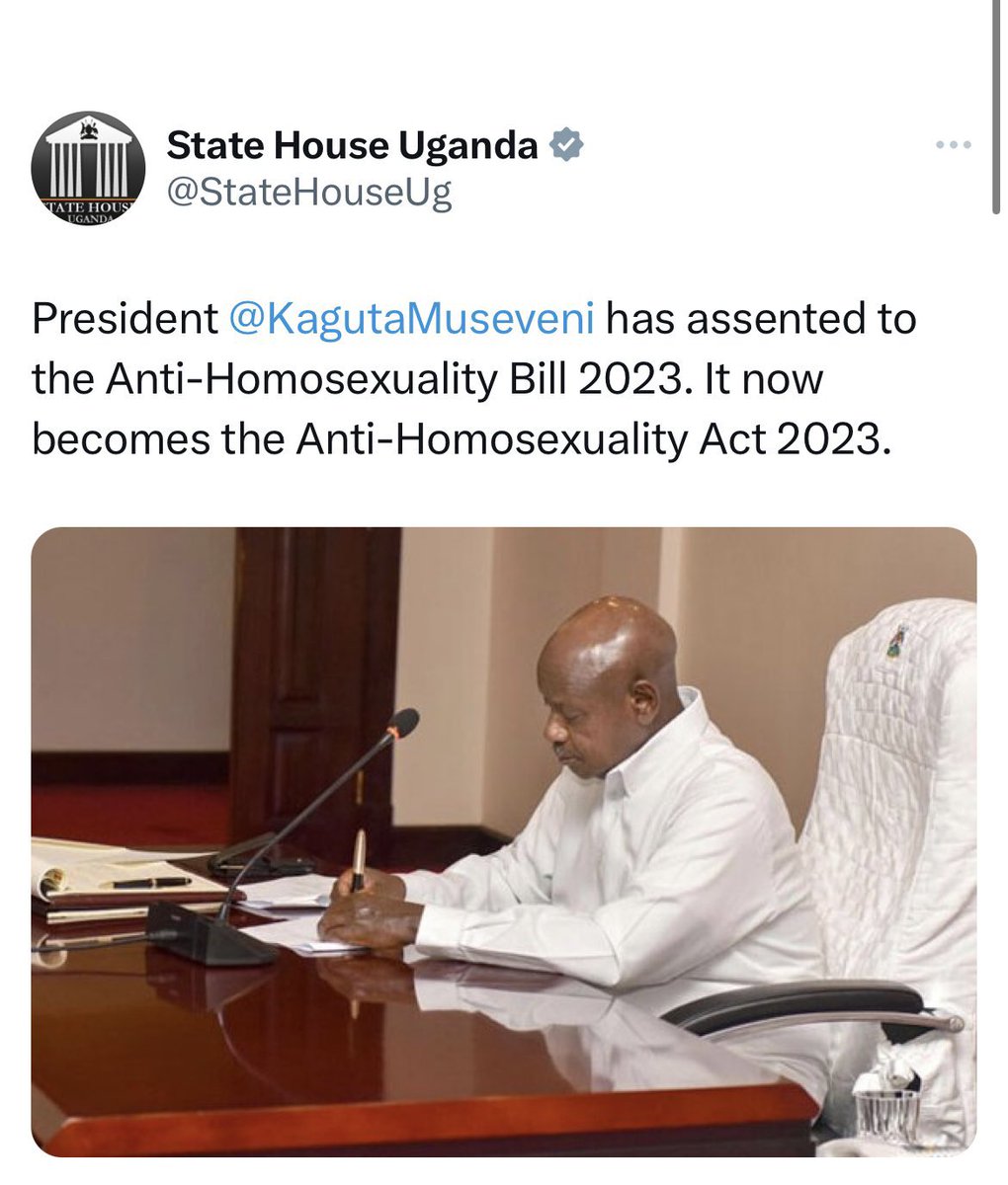 realraymond55's tweet photo. The Anti-Homosexuality Act (2023) has been signed into law.  What a sad day, La luta continua! https://t.co/B5ZlCHM5h8