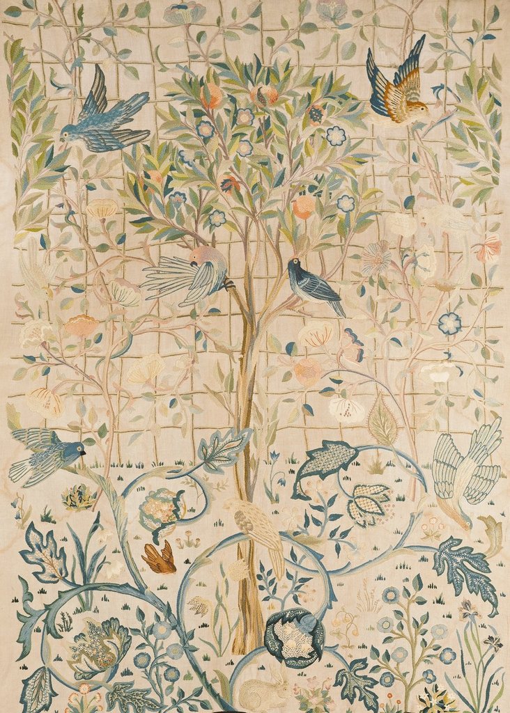 A tapestry designed by English artisan and designer May Morris, embroidered by Morris and Theodosia Middlemore, c.1900 #UnravellingWomensArt