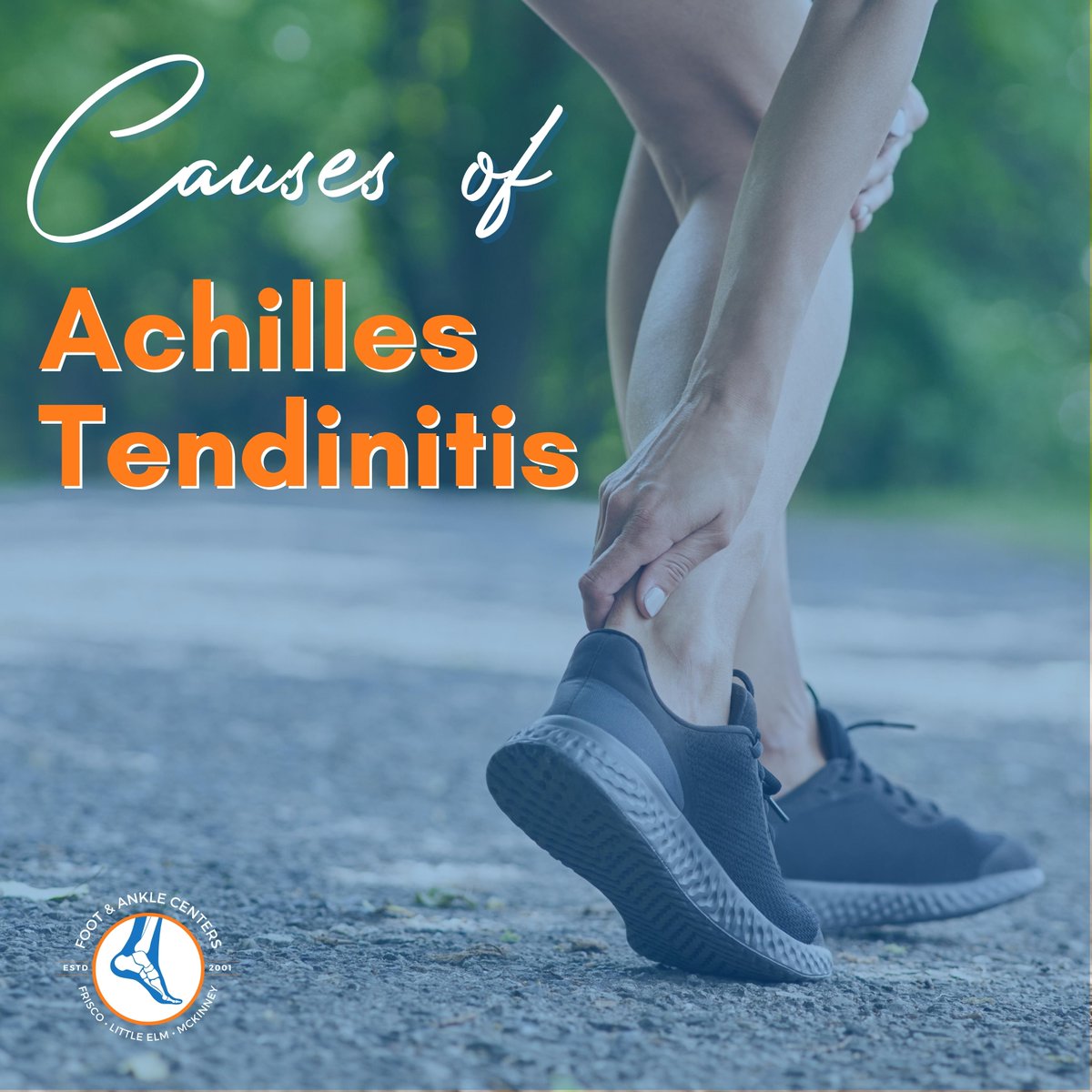 Overuse and sports injuries are the most common causes of Achilles tendinitis.
Aging may make you more prone because the Achilles tendon weakens over time. 

#achilles #tendinitis #achillestendinitis #foothealth #footandankle #frisco #texas #mckinney #littleelm #podiatrist