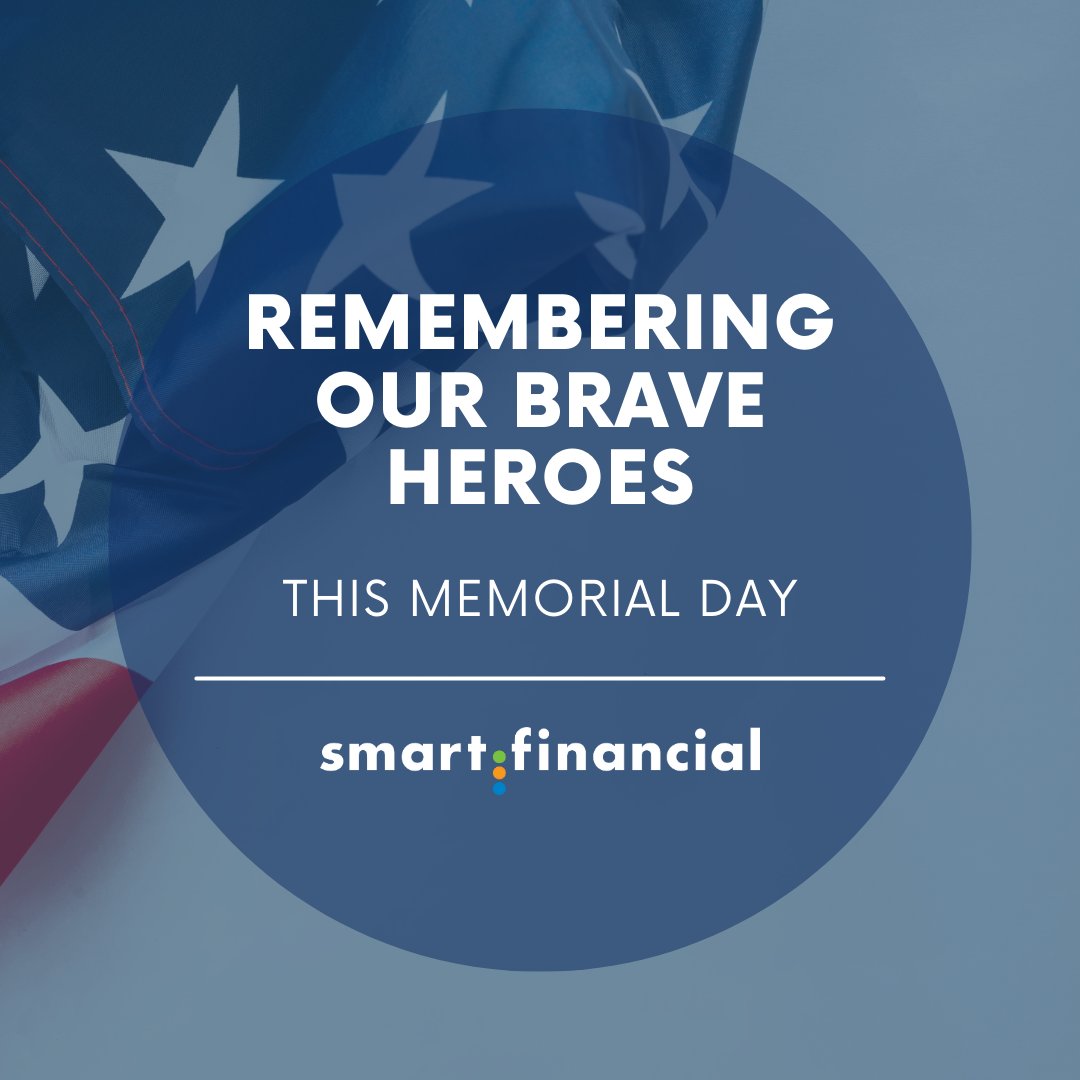 In honor of Memorial Day, all Smart Financial locations are closed today as we remember all those who have served and lost their lives for our country. 

Regular business hours will resume Tuesday, May 30th.