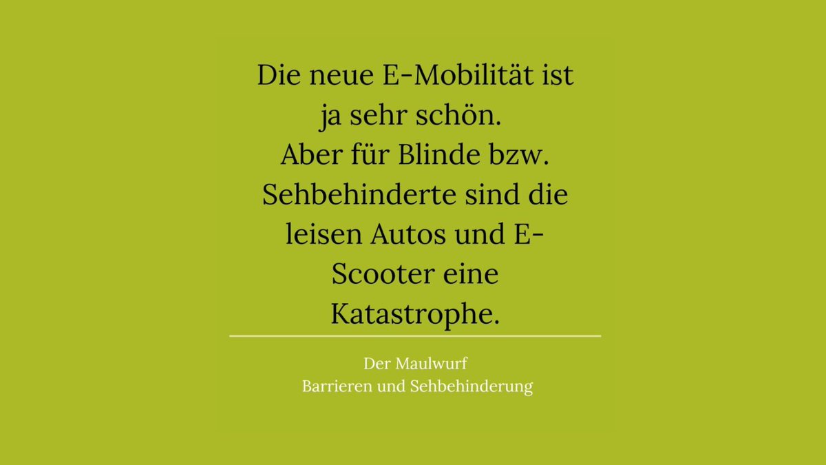 lebensmutigblog's tweet photo. Für Menschen ohne Sinneseinschränkungen können die leisen E-Fahrzeuge schon zu der ein oder anderen Situation führen, bei der man nur knapp einem Unfall entgeht. Wie ist es dann erst für Menschen mit Sinneseinschränkungen?
#lebensmutig #lebensmutigblog
#sehbehinderung #vorsicht https://t.co/khMuHLFlyc