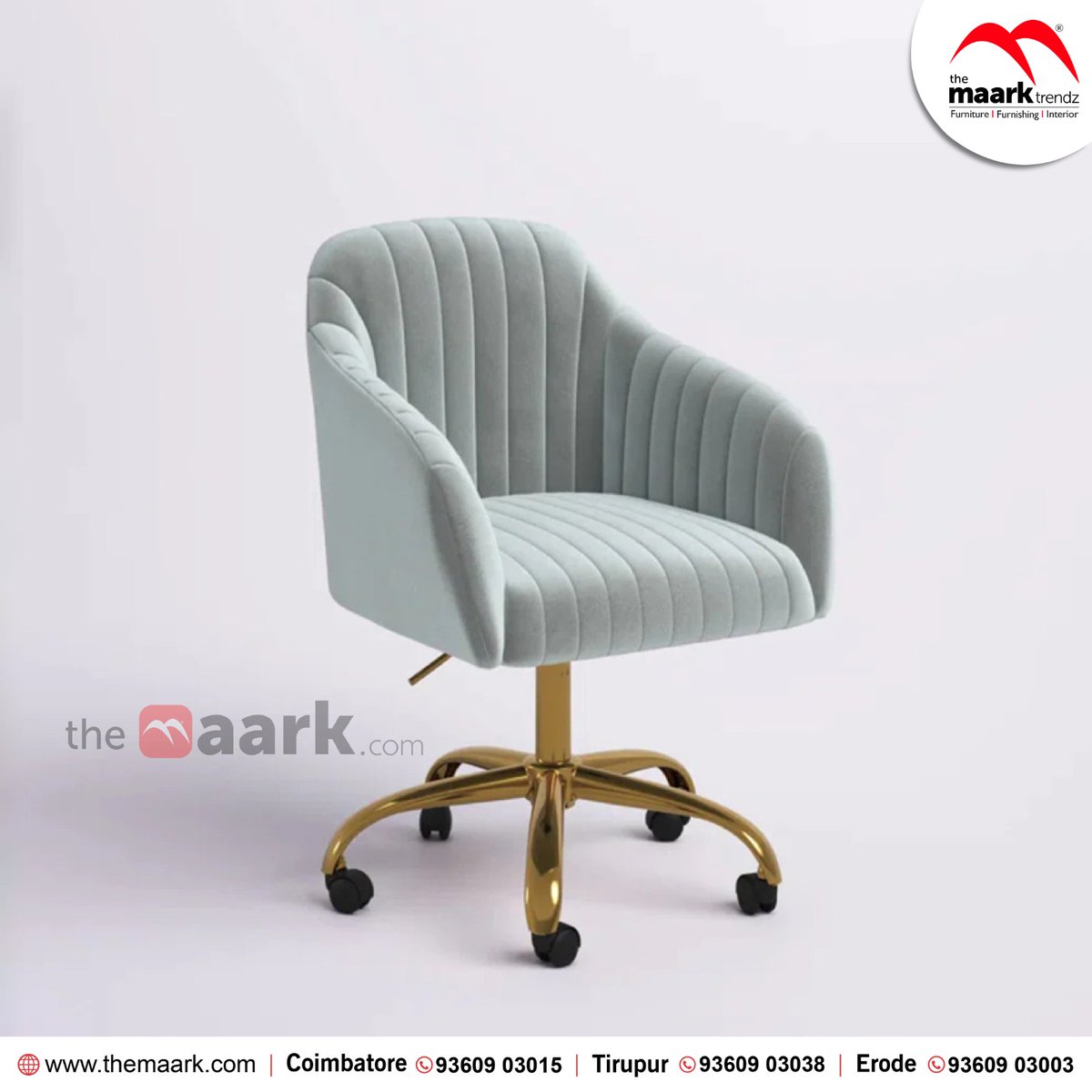 malar_amal's tweet image. THE MAARK TRENDZ ( #designerchairs )

Velvet seat with dense foam padding and golden-finished metal leg with wheels. A resilient iron chair that fits perfectly in your study to provide a sense of classy and ergonomic seating experience. 
#trendylook #Chair #luxuryliving #decor