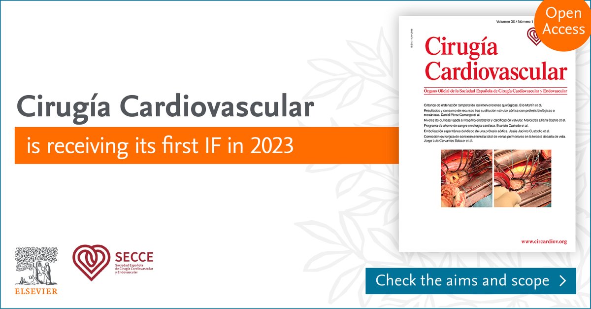 '📰 Great news!! Cirugía Cardiovascular is receiving its first #ImpactFactor in June 2023 🥳! 
👉 Check the journal aims & scope at spkl.io/60184grKp
#ThoracicSurgery @sectcv
🧵 Read our top 3 articles 👇'