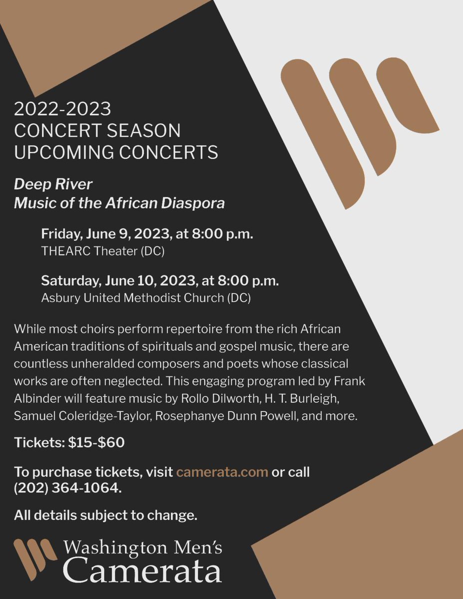 Music of the African Diaspora with Washington Men's Camerata ~ conta.cc/4332lP3
conta.cc/43zz7r1