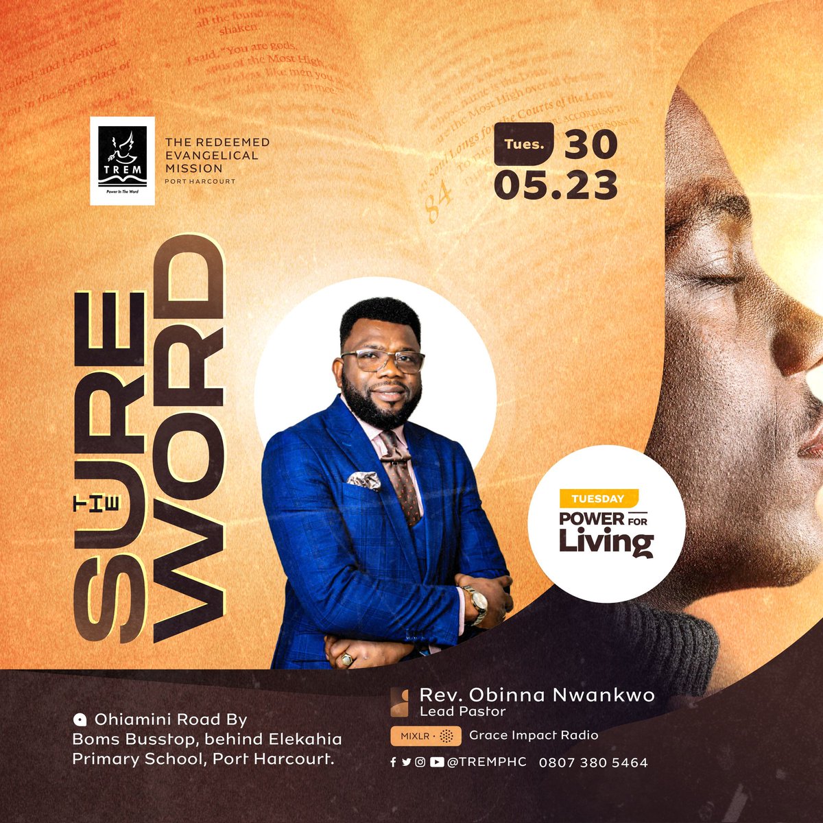 tremphc's tweet photo. The earth and sky will wear out and fade away before one word I speak loses its power or fails to accomplish its purpose.”
Mark 13:31 TPT
We invite you to join us tomorrow as we Celebrate the SURE WORD God is bringing to us in this season.
Time is 5:30pm WAT
#SureWord #TREMPHC https://t.co/4NWn1J8ZMp