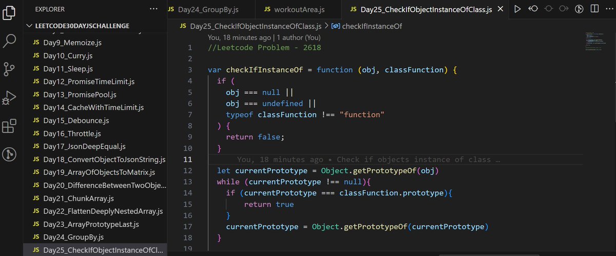 nithinchandranp's tweet photo. Daily Update Tweet:
Day 141 of #100daysofcode @LearnWeb3DAO
1. Solved the problem Check if Object in Class(No. 2618) Leetcode
#LeetCodeJSChallenge
#100DaysofCodeLW3 https://t.co/FGOl6w5Y7e