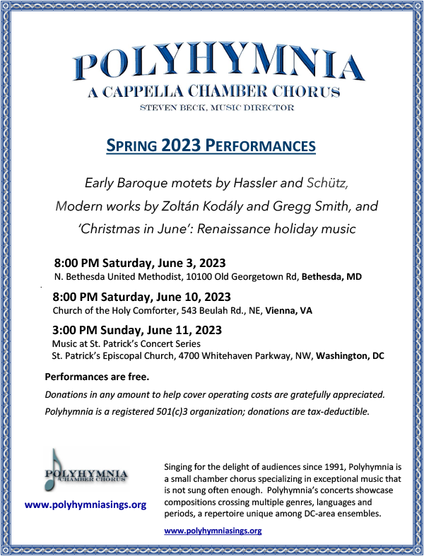 Polyhymnia Spring Concerts: conta.cc/41zXO4Z
conta.cc/3WGQu6I