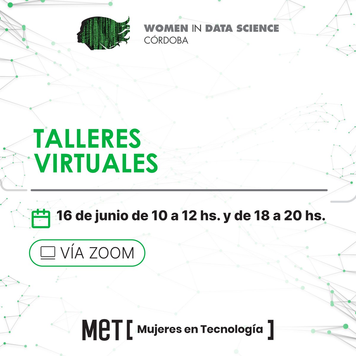 DataArCommunity's tweet photo. Bueeen Lunes! se viene el WiDS y gracias a @comunidadmet, vamos a SORTEAR 3 entradas para el Workshop VIRTUAL que prefieras (16 de Junio) 🤩
Los talleres son abiertos para todo público, no dudes en participar 😉
Participá con un like y etiquetando a alguien en este post 🙌 https://t.co/kTDz8T12Pu