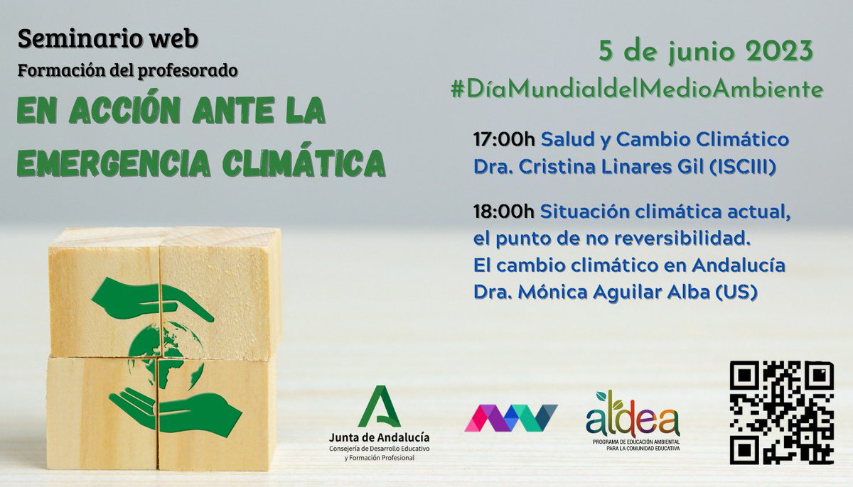 📢A partir del #5J #DíaMundialdelMedioAmbiente ponemos en marcha la Semana en  #AcciónAnteLaEmergenciaClimática y empezamos con un Seminario web dirigido al profesorado sobre #CambioClimático #Aldea #TransformaciónEcosocial
