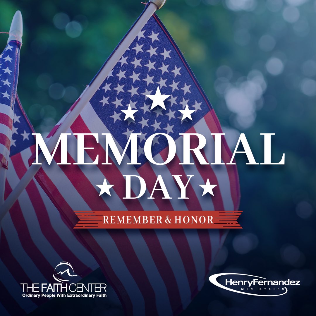 On this Memorial Day, here at The Faith Center we extend our gratitude to all who have served our country and their families. We honor those who have made the ultimate sacrifice for our freedom. May God bless you and your loved ones. 🇺🇸 #memorialday