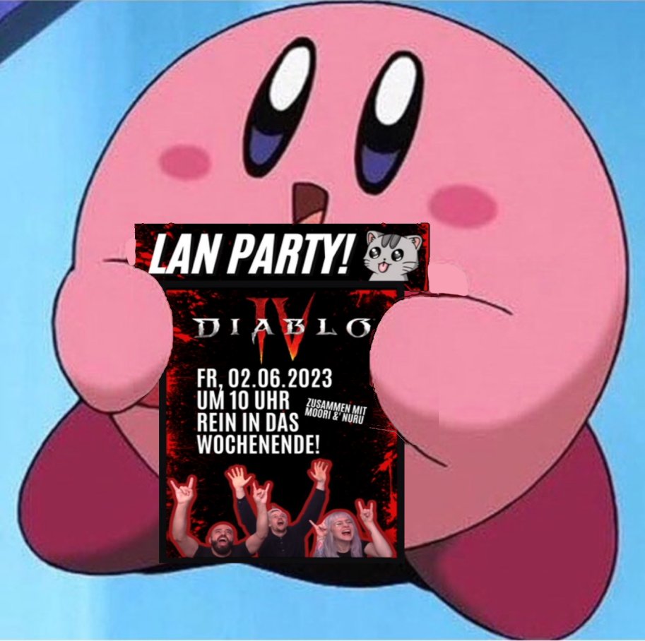 Auf geht's! Freu mich auf die Lan-Party zusammen mit <a href="/_Nununuru/">Nuru</a> und <a href="/M00ri___/">M00ri</a> ♥️ Danke an <a href="/Miller19953/">Dennis</a> für den Kirby zu meinem Panel. xD Liebs!