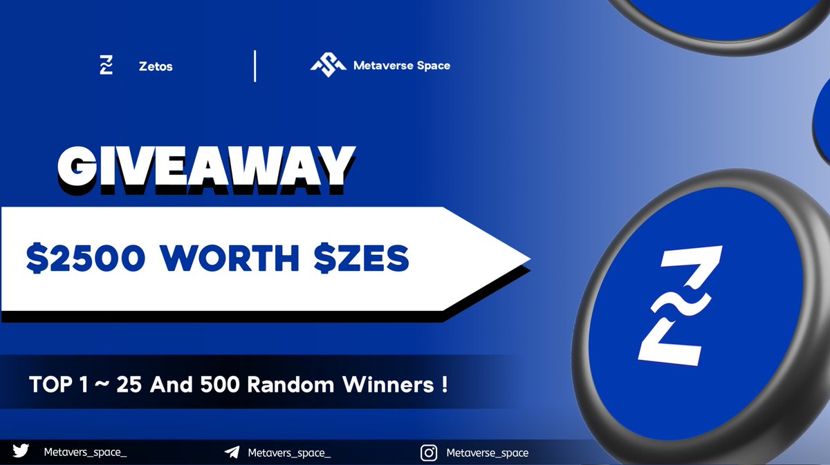 Metaverse Space (@metavers_space_) on Twitter photo Total Airdrop Pool is 2,500 $ZES Token 🎉🎉
Top 1-25 and 500 random winner🏆🎉🏆
To Enter ⤵️
✅ Follow <a href="/Zetos_Global/">Zetos Official</a>
✅ Like Rt/Tag 2 Frnds
✅complete all task gleam.io/kYB4G/zetosglo…
5 day⏳
#bigairdrop #Giveaway #Tokengiveway #airdrop #airdroptoken #Airdrops #Token Total Airdrop Pool is 2,500 $ZES Token 🎉🎉
Top 1-25 and 500 random winner🏆🎉🏆
To Enter ⤵️
✅ Follow <a href="/Zetos_Global/">Zetos Official</a>
✅ Like Rt/Tag 2 Frnds
✅complete all task gleam.io/kYB4G/zetosglo…
5 day⏳
#bigairdrop #Giveaway #Tokengiveway #airdrop #airdroptoken #Airdrops #Token