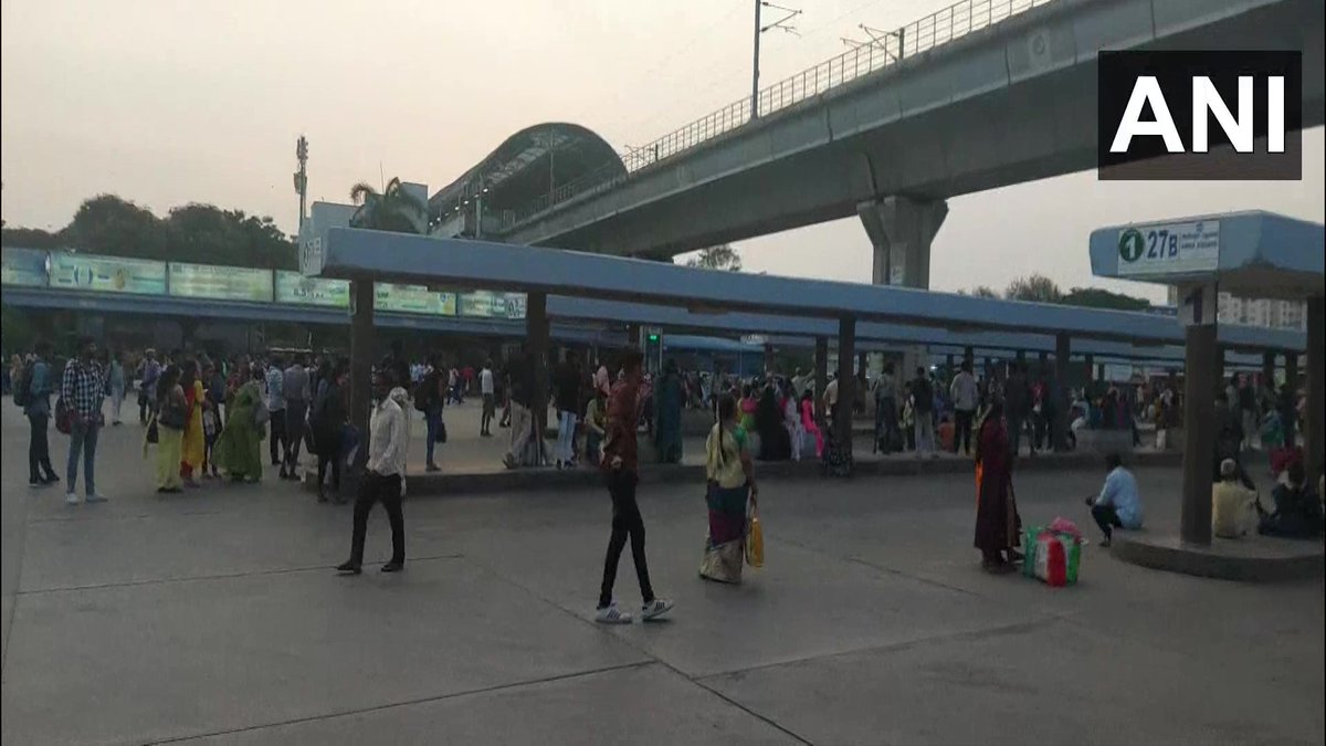 Chennai | Passengers stranded at Koyambedu bus stand following a sudden strike by Transport department employees over the employment of bus drivers and conductors on a contract basis