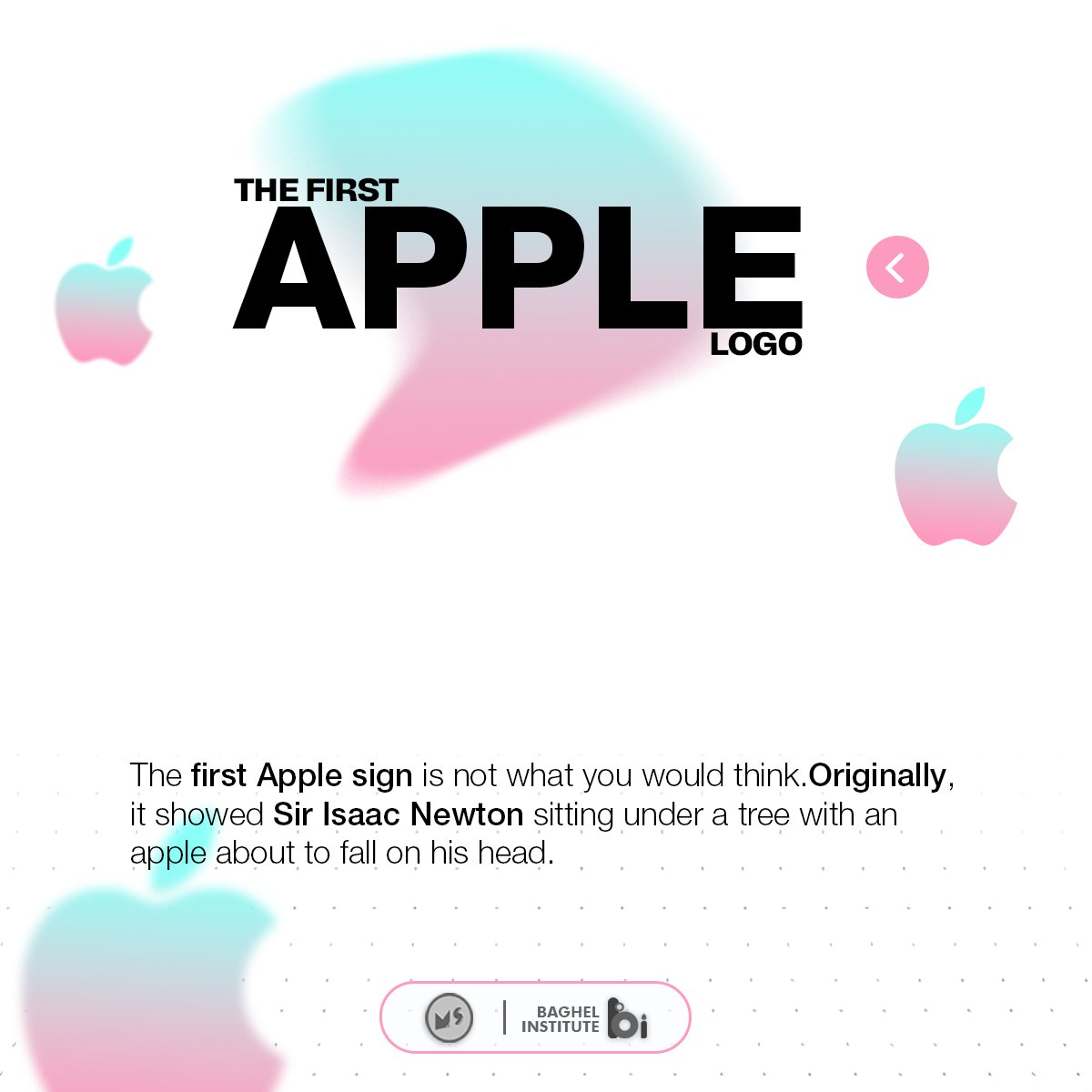 The first apple logo showed SIR ISAAC NEWTON sitting under a tree with an apple about to fall on his head !! 
#AppleLogoEvolution #ClassicAppleLogo #RetroAppleLogo #IconicAppleLogo #AppleOriginal #FactOfTheDay #boostyourknowledge #learn #baghelcomputercentre #miniatureschool