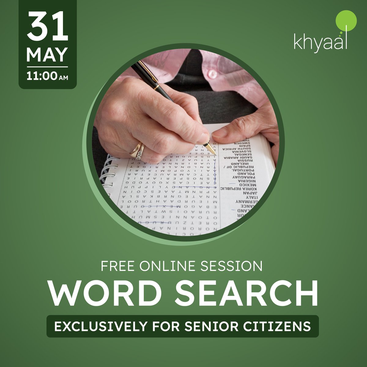 KhyaalFamily's tweet image. Participate in this free online session for senior citizens and improve your cognitive abilities while having fun.
#seniorcitizens #cognitive #cognitivedevelopment
To attend in our exclusive sessions:
📱 Download the app : bit.ly/3Kh2aFw
📞 Call us at +91 6901768869