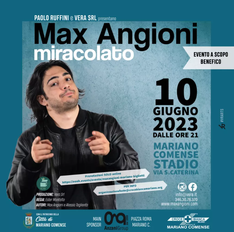 OOOH_Events's tweet photo. Si avvicina l'appuntamento con Max Angioni a Mariano Comense il 10 giugno.
L'evento è a scopo benefico, acquista ora
https://t.co/RDWWIT3baP

#OOOHEvents #MaxAngioni #miracolato #marianocomense #crocebianca #liveshow #standupcomedy #Como #beneficenza #biglietti https://t.co/Uz0RLWkBcQ